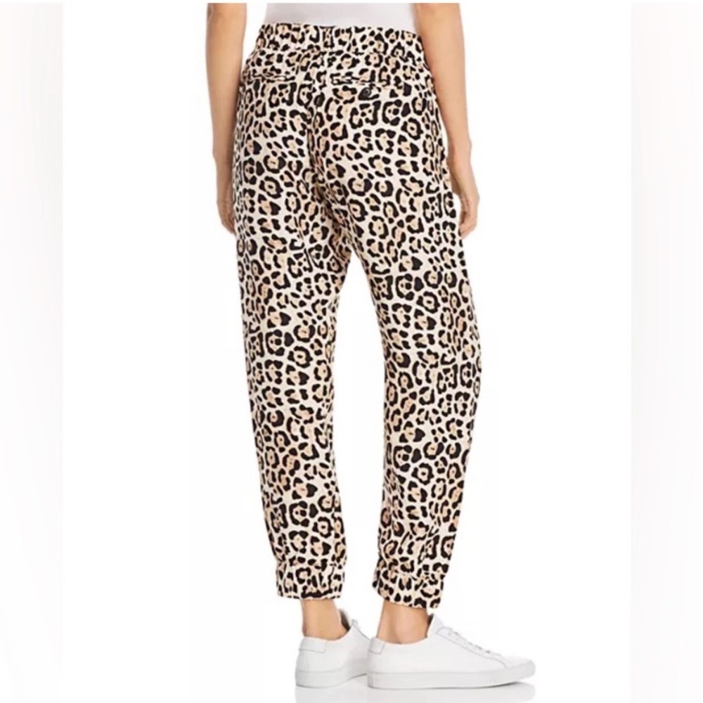 ATM Silk Leopard Print Joggers Women XS Tan Black Tapered Silk Pants AW9148-BD11